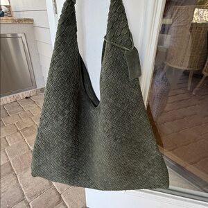 Gorgeous med to forest green suede hobo bag